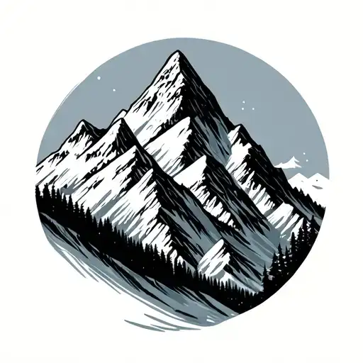 Winter Mountain Range Silhouette