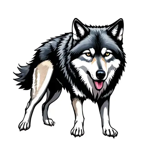 American Traditional Wolf