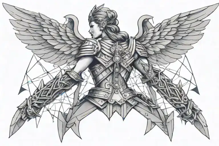 Valkyrie On The Back With Triangles On The Shoulder Blades