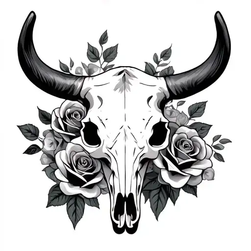 Cow Skull With Roses