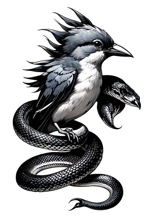 Bird Wrapped Around A Snake