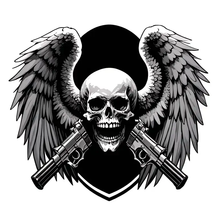 Angel Skull With Gun
