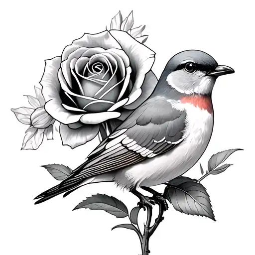 Rose And Daffodil Robin And Dove