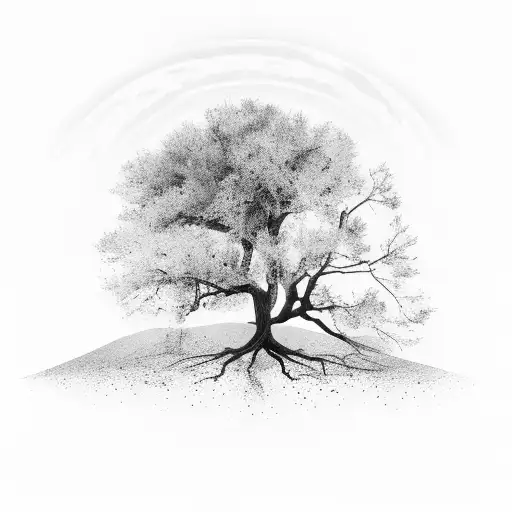 Trees Fading Into Desert With Night Galaxy On Top