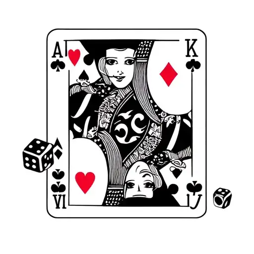 6 Of Hearts Playing Card With 4 Of Hearts And 6 Number Dice And 4 Number Dice