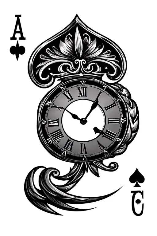 Ace Of Spade With Time Clock