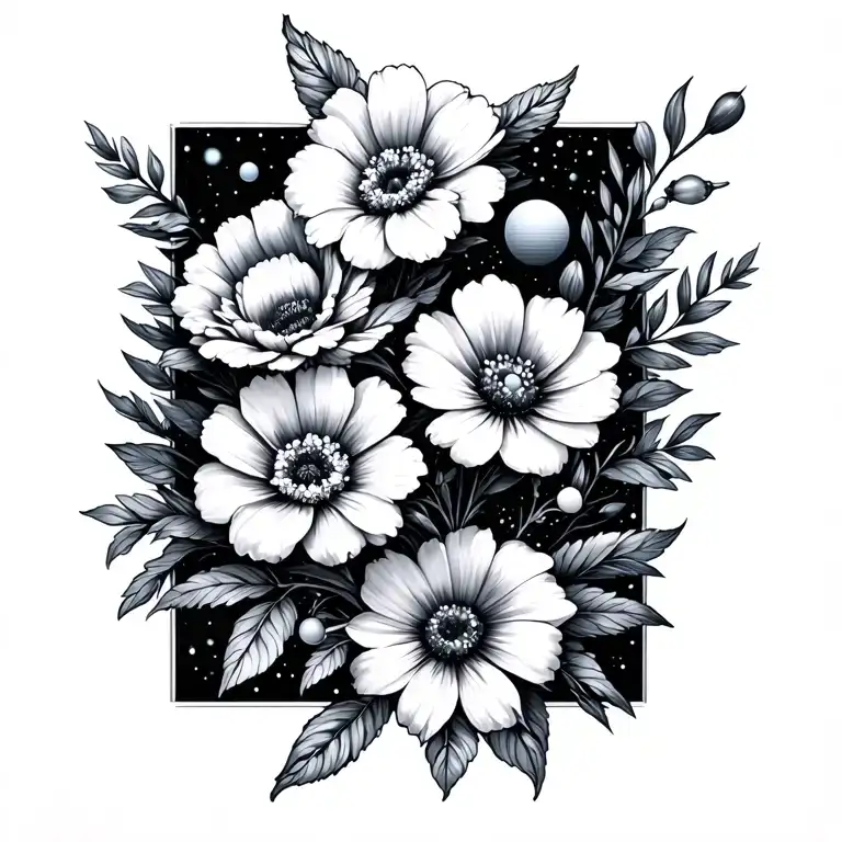 Flowers And Space Theme