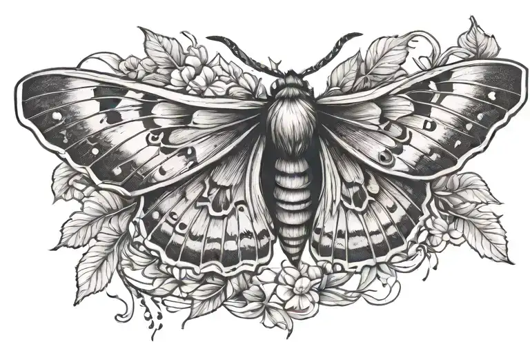 Moth Resting And Leaves Intertwined