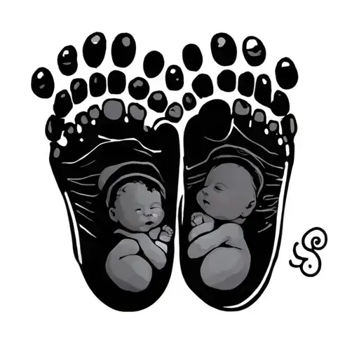 Baby Footprint Two Babies