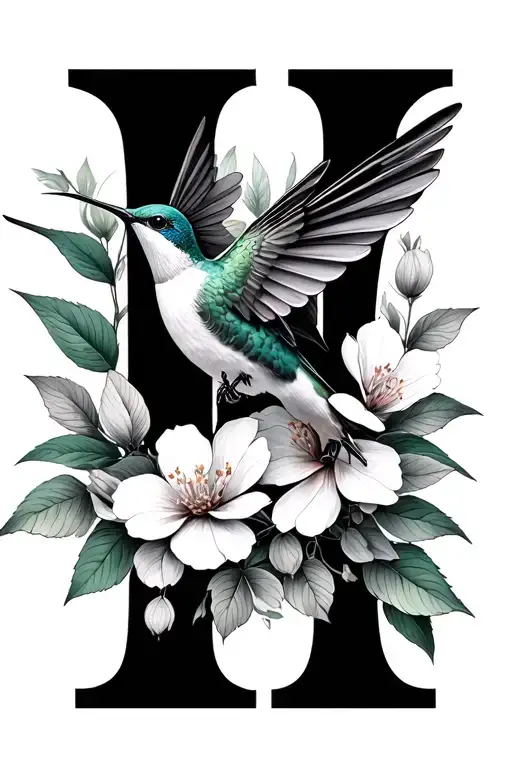 Hummingbird Sakura Letter W