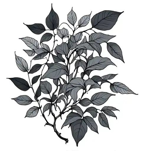 Foliage Line Art On Vine Wrapped For Knee