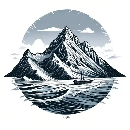 Travel Mountain Ocean Simple Lines