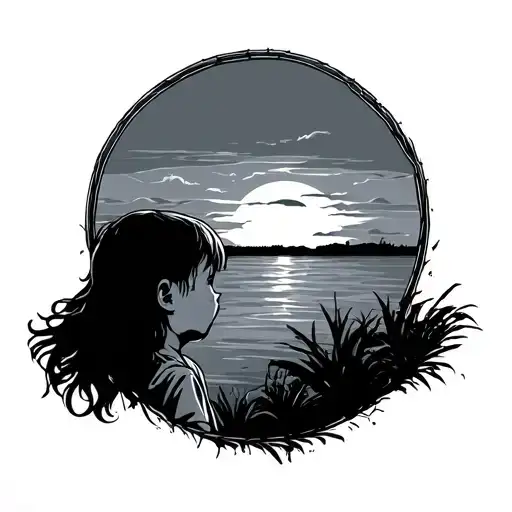 Kid Crying Looking Out The Window At A Sunset