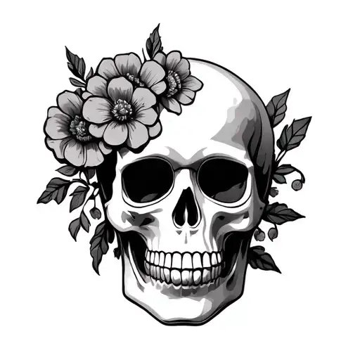 Mexican Skull W Flowers
