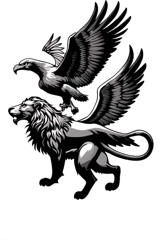 Lion And Eagle With Wings Spread