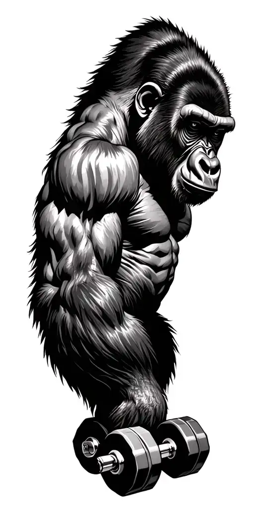 Gorilla Lifting Dumbells