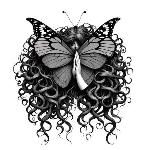 Medusa Worshipping And Praying To A Butterfly