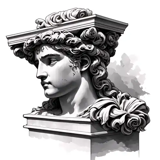 Design A Mineouro In Realism Supported By A Greek Column