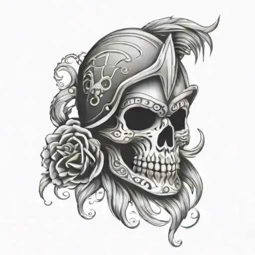 Sugar Skull And Spartan Helmet