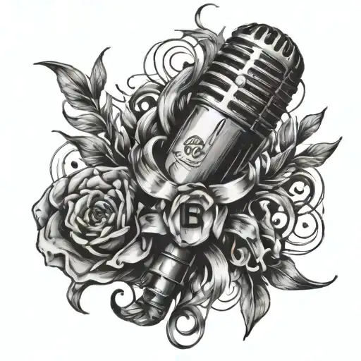 Create A Forearm Tattoo Of A Microphone Intertwined With 4Kt Initials And Music Notes