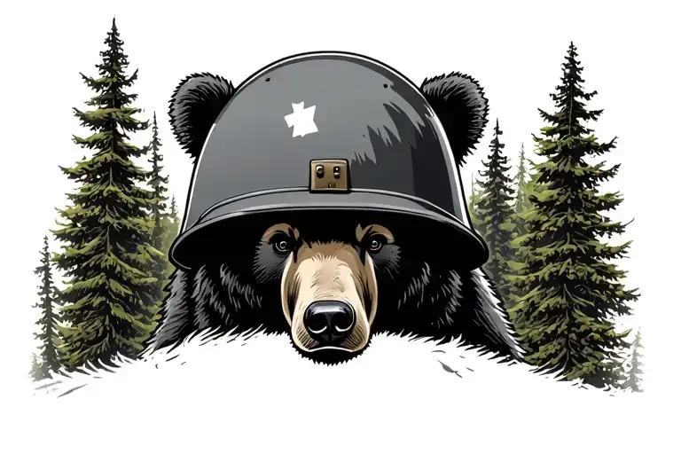 Bear And Army Helmet