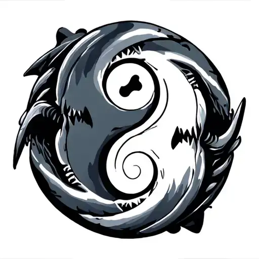 Two Sharks Circling Like A Ying Yang Symbol Formed