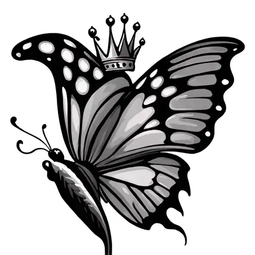 Butterfly With Curvy Wings And A Crown