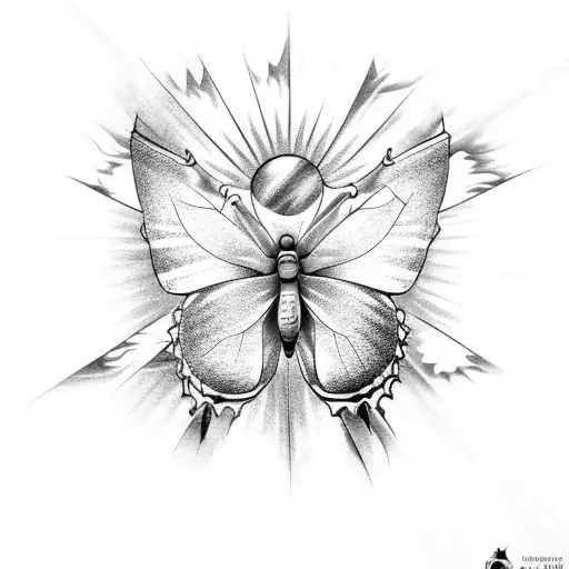 A Butterfly With The Sun Behind