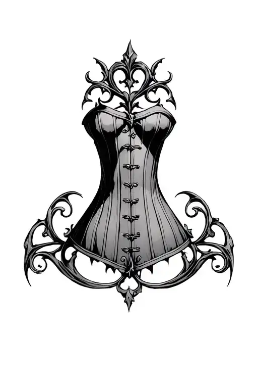 Underbust Daggar Surounded By Wrought Iron Scrolls