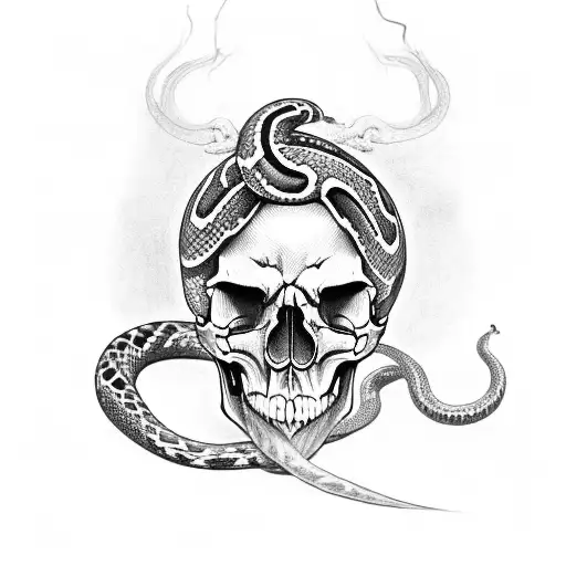 A Skull With A Snake Wrapped Around