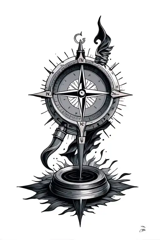 Compass With Phoneix Rising