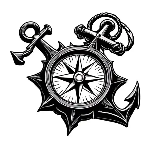 Compass In Ocean Anchor