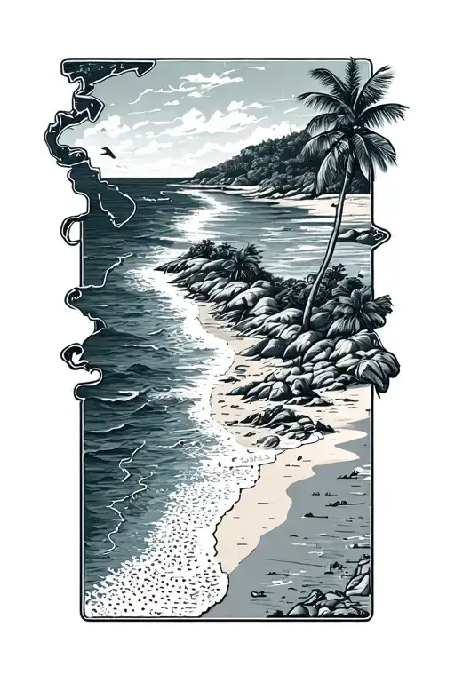 Beach With Map Outline