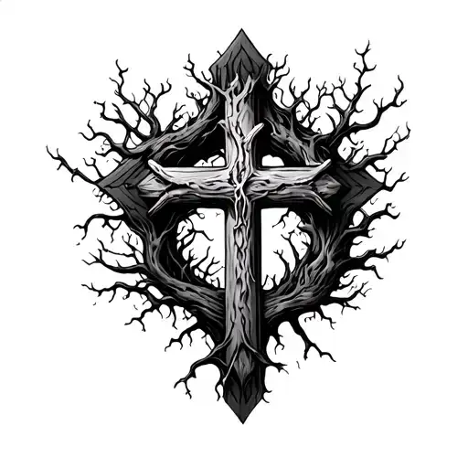 Poison Tree Growing Around A Cross