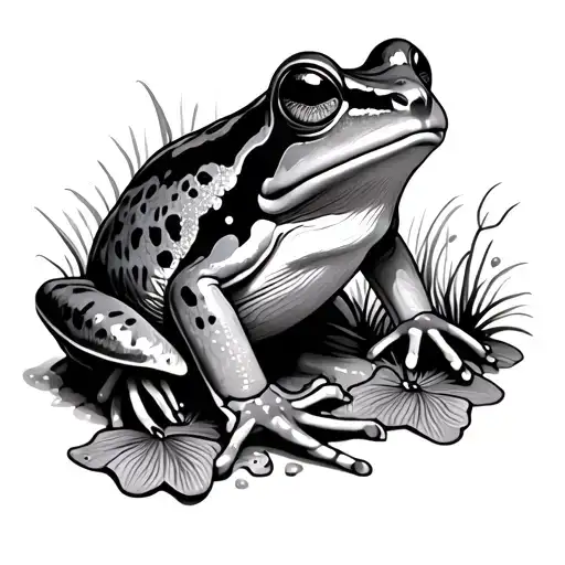 Small Frog With Delicate Mushrooms Growing From Back