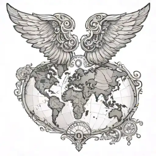 A World Map With Angel Wings