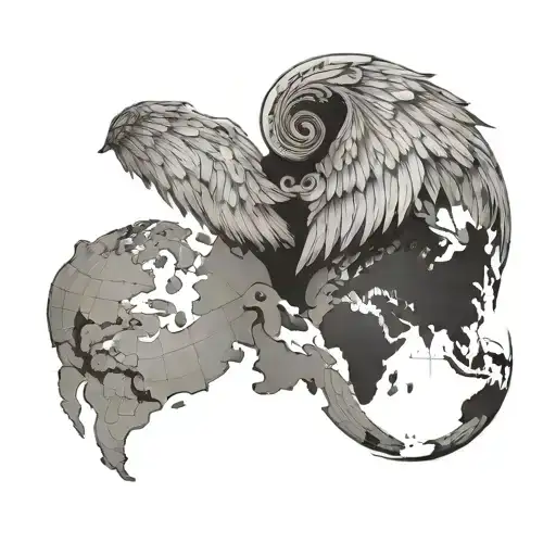 A World Map With Angel Wings