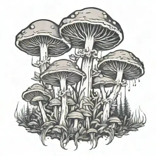 A Mystical Forest With Glowing Mushrooms And Ethereal Beings