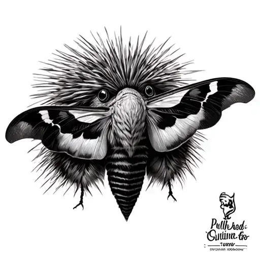 Deaths Head Hawk Moth With Porcupine Puffer