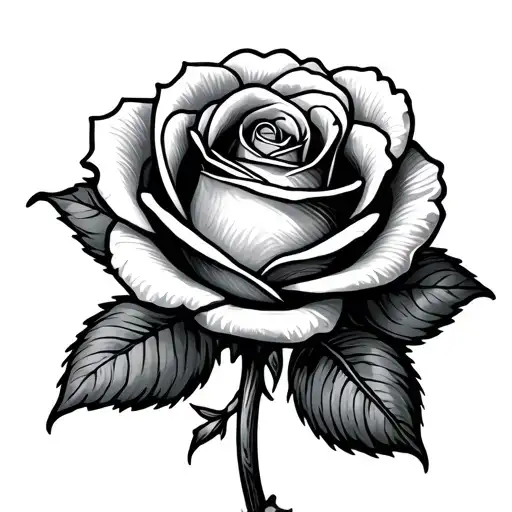 Fine Line Flower Word Stem Rose