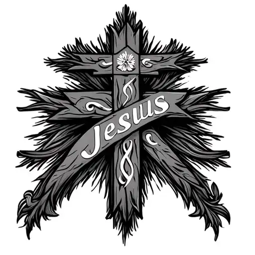 Design A Linear Cross And That In The Middle Has The Name Jesus