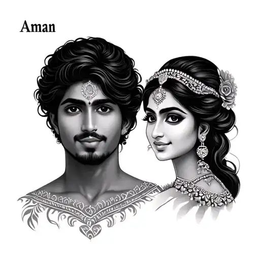 Create A Tattoo Of Names Aman And Gayatri With Theme Of Love