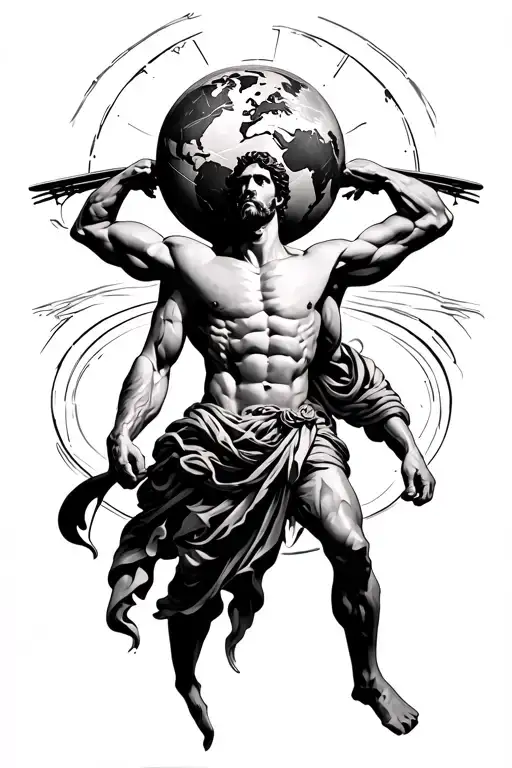 Shoulder Tattoo Of Atlas Man With The World On His Shoulders