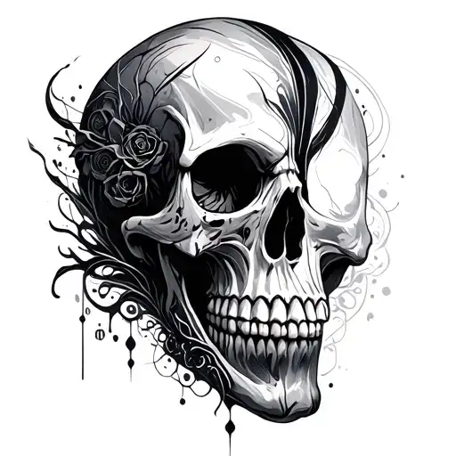 Skull And Dual Code Flowing