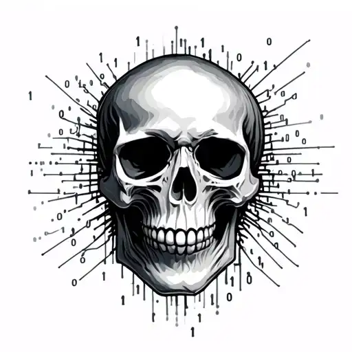 Skull And Binary Code
