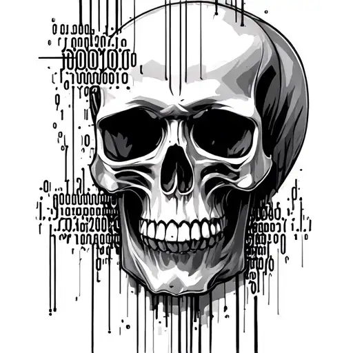 Skull And Binary Code In