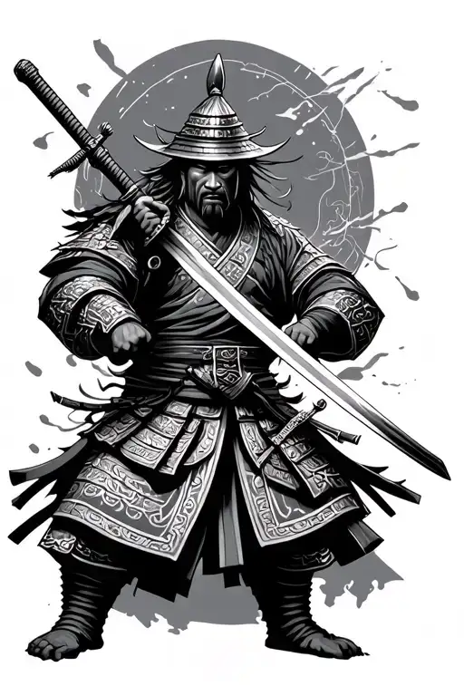 Samurai Warrior Wielding A Sword