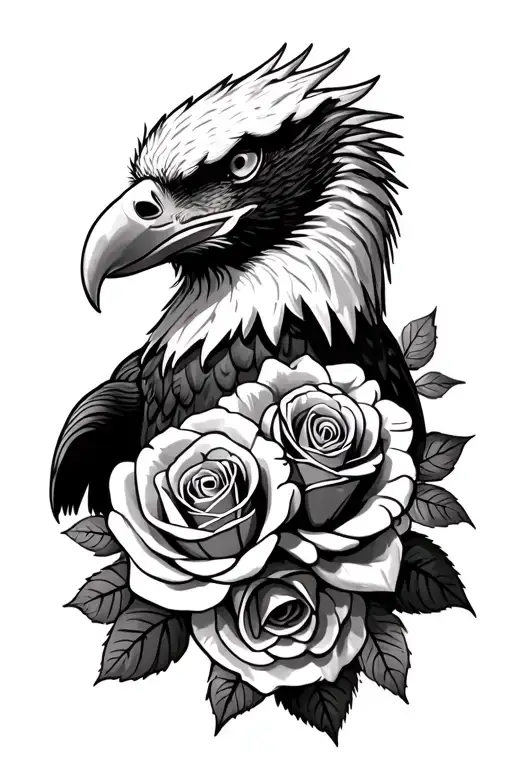 Bald Eagle With Roses