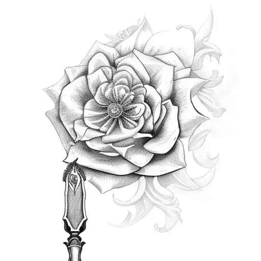 Large Dagger With Flowers