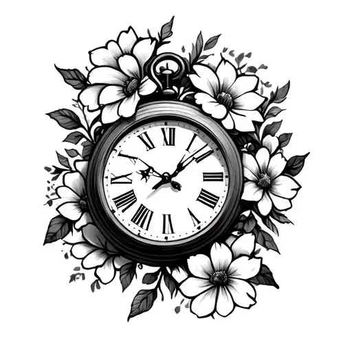 Hand Clock With Flowers